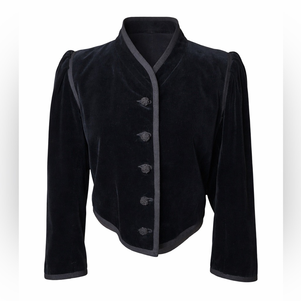 Vintage 90s Neiman Marcus N Club Black Velvet Jacket Cropped Evening Gothic Chic
